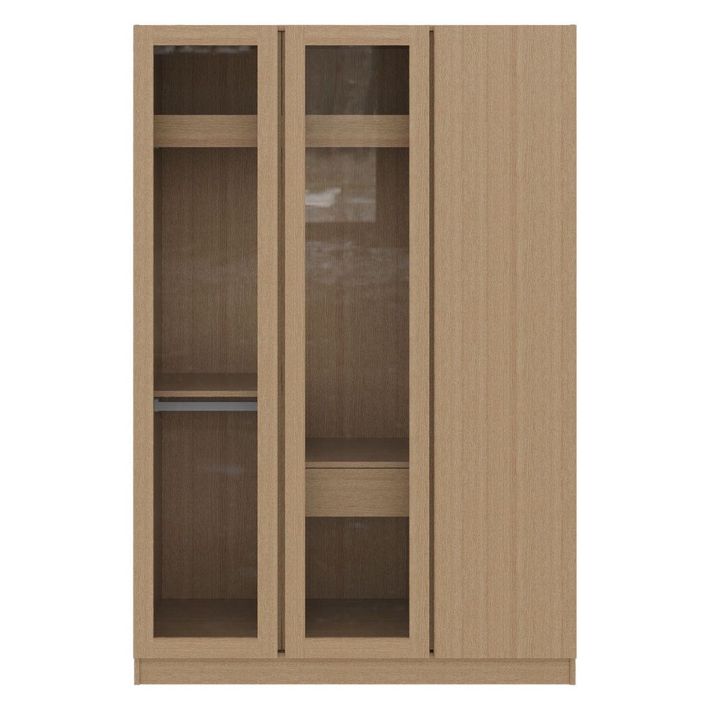 Koncept Furniture ตู้เสื้อผ้าบานเปิด รุ่น Timbur สีแคชชูโอ๊ค (134x56x200 ซม.)  แบรนด์ KONCEPT FURNITURE