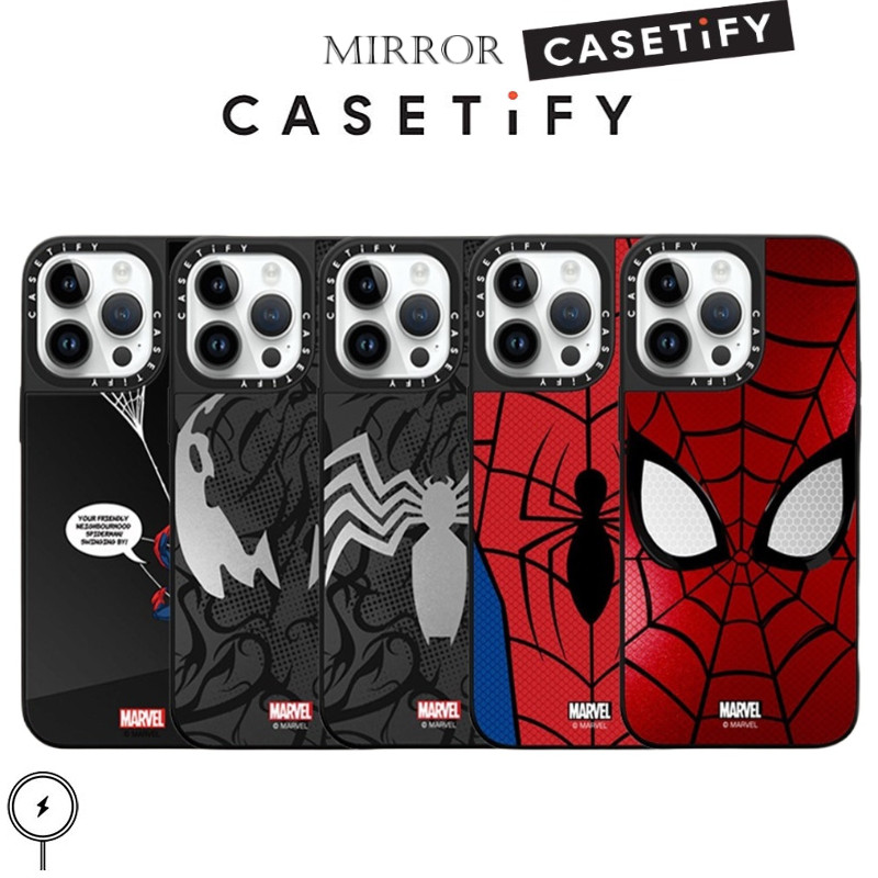 Mirror Casecasetify Spider Man Venom รูปแบบโทรศัพท์มือถือ,เคสกระจกกันกระแทกสําหรับ iPhone 15ProMax 15Pro 15 14 13 12 11 Pro Max เคสโทรศัพท์