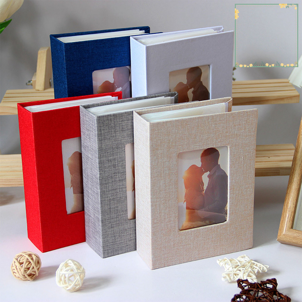 {YE} อัลบั้มภาพกันลื่นปกผ้าลินิน 50 หน้า 100 กระเป๋า 4x6 นิ้วงานแต่งงาน Travel Baby Shower Kids Family Anniv