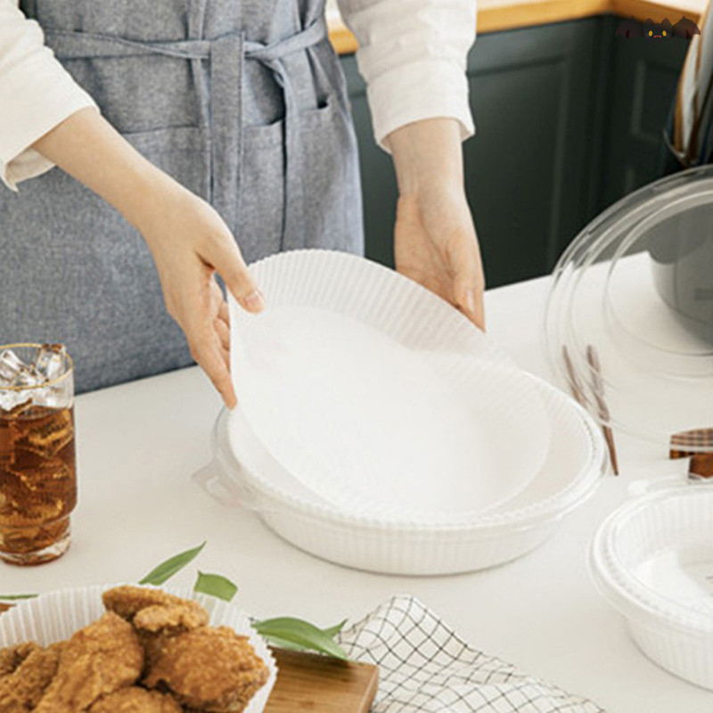 [PE] Air Fryer กระดาษแบบใช้แล้วทิ้ง Liner Non-Stick Mat Steamer Round Paper Baking Mats TH
