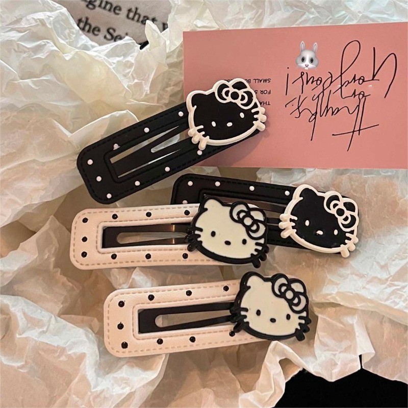 Bb คลิป Hairpin Hellokitty หนังหญิง Polka-dot กลับคลิปผม Headdress ด้านข้าง Bangs คลิปน่ารัก.