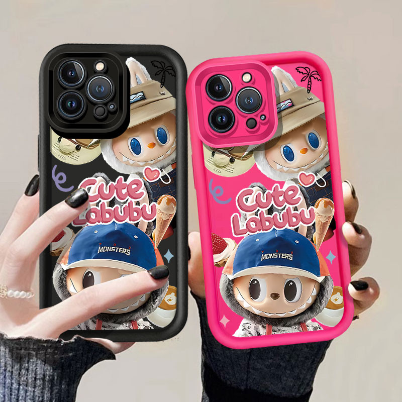 น่ารัก LABUBUคนรักสําหรับApple iPhone 11 12 13 14 15 11Pro Max 6 6s 6Plus 7 8 7 Plus X XS Max XR XS 12 Pro Max 13 Pro Max 14 Pro Max 15Pro Max Monstersหมวกฤดูใบไม้ร่วง-เคสโทรศัพท์กัน