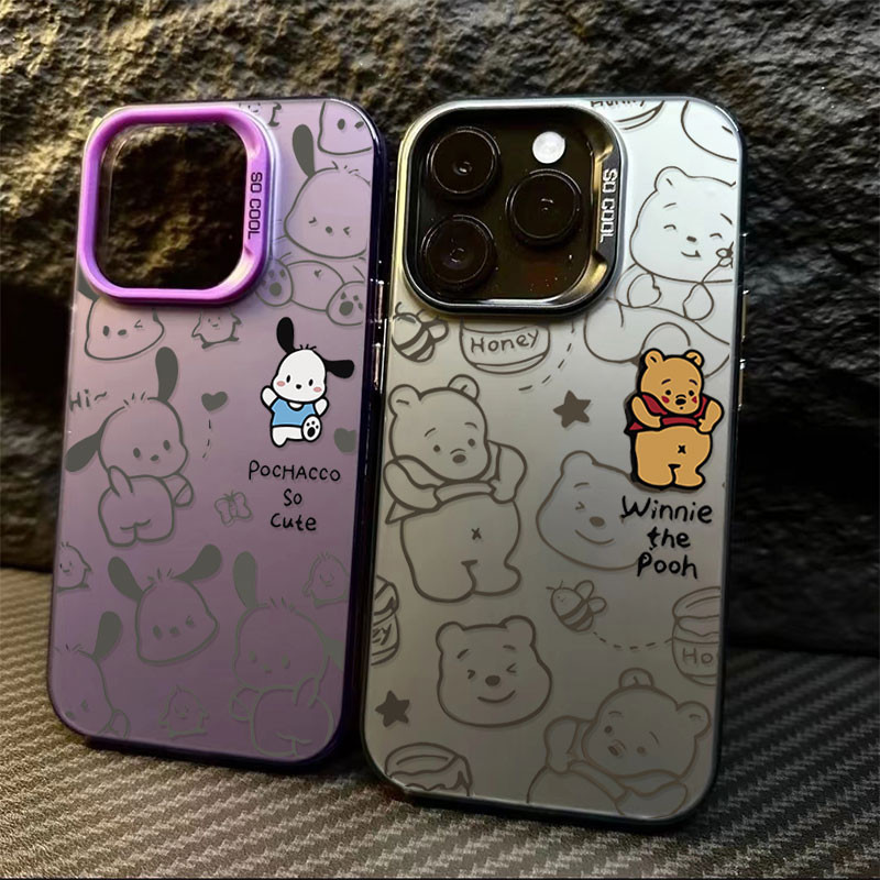 COD สําหรับ IPhone 11 12 13 14 15 Pro MAX 7 14 15 Plus XR XSMAX SE กรณีโทรศัพท์โฮโลแกรม DISNEY PoohBear PachaDog
