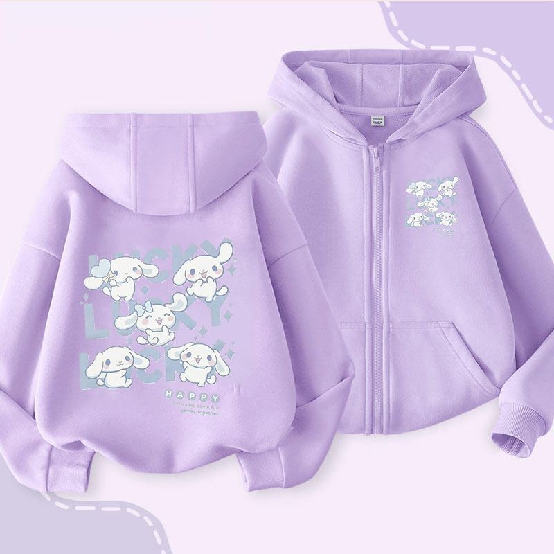 2024 เด็กผู้หญิง Cinnamoroll เสื้อแจ็คเก็ตมีฮู้ดสําหรับเด็ก Zip Up ฤดูใบไม้ผลิฤดูใบไม้ร่วงแฟชั่น Outerwear