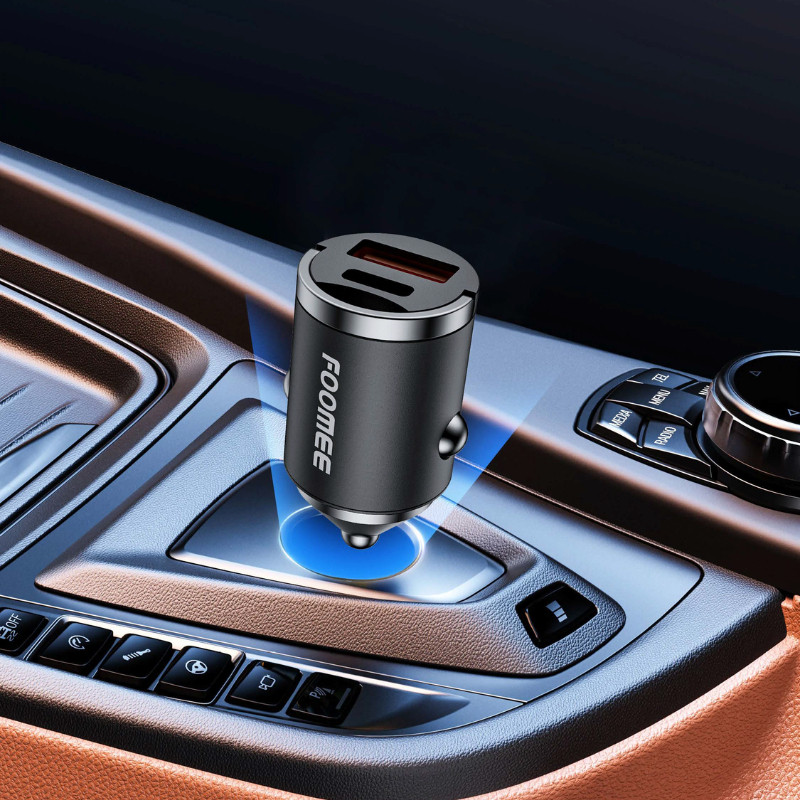 ที่ชาร์จในรถยนต์ DUAL PORT QC18W PD30W FAST CHARGING + 1M TYPE-C DATA CABLE FOOMEE BQ10-C