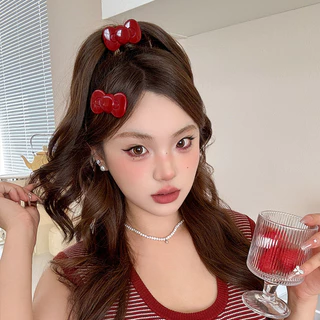 จีนสีแดงสวัสดีปีใหม่น่ารักกุทัณฑ์ด้านเรียบคลิปกิ๊บเครื่องประดับผม
