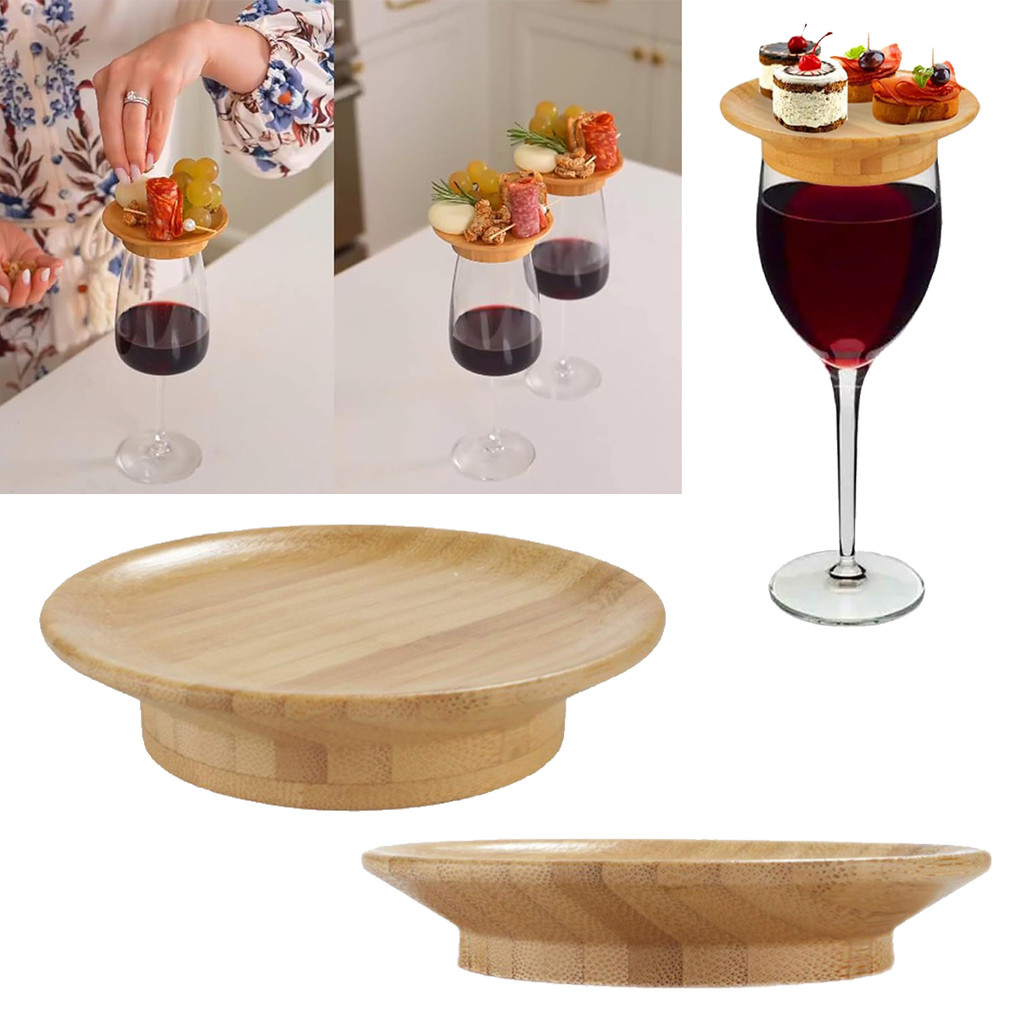 2 ชิ้นแก้วไวน์ Coaster ชุดไม้ไผ่แก้วไวน์ Charcuterie Topper Coasters ชุดเป็นมิตรกับสิ่งแวดล้อม Party Essential นํากลับมาใช้ใหม่สําหรับไวน์ – โปรปัง