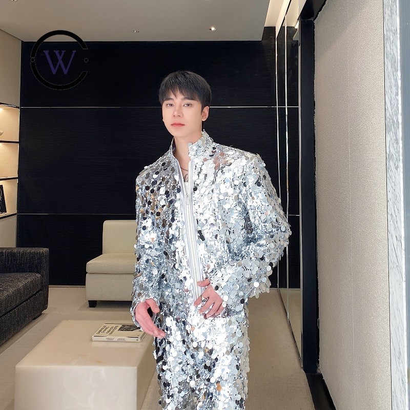 สไตล์มืดฤดูใบไม้ร่วงฤดูหนาวที่ไม่ซ้ํากันเลื่อมยืนขึ้นปกแจ็คเก็ตสั้นแจ็คเก็ตอินเทรนด์ คนพาล หล่อเวทีเครื่องแต่งกายประสิทธิภาพเครื่องแต่งกาย5244หน้า9165 26ฉ1ชุดประ