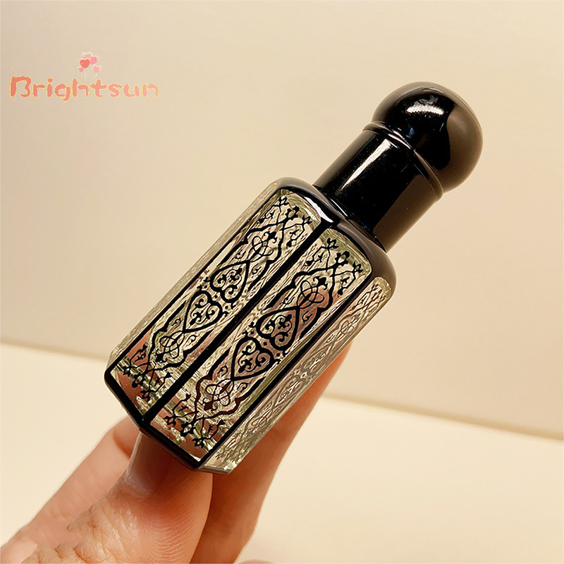 Brightsun 3/6/12ml ขวดลูกกลิ้ง Gold Dropper ขวด Travel Refillable Roll บนแก้วคอนเทนเนอร์ที่ว่างเปล่าใหม่