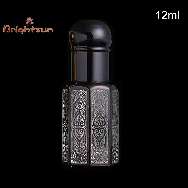 Brightsun 3/6/12ml ขวดลูกกลิ้ง Gold Dropper ขวด Travel Refillable Roll บนแก้วคอนเทนเนอร์ที่ว่างเปล่าใหม่