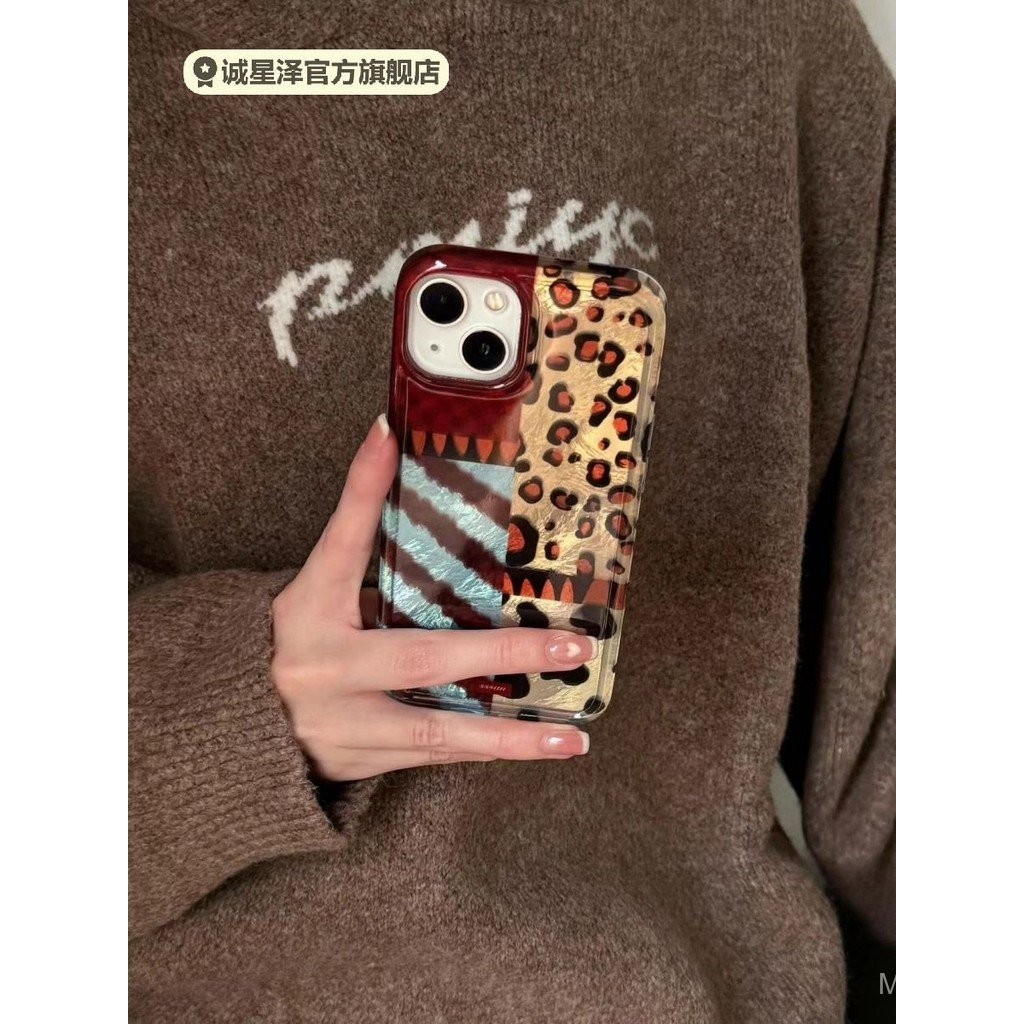 เคสมือถือลายเสือดาวสำหรับ iphone16 15PROMAX Apple 14pro รุ่นใหม่13หญิง12 ij8q