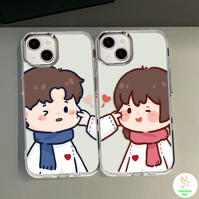 COD-ในไทย เคส หยิกหน้ากัน สําหรับiPhone 7 8 X 11 12 13 14 15TPUเคสโทรศัพท์กรอบรูปโลหะโปร่งใส รุ่นสำหรับคู่รัก Unisex
