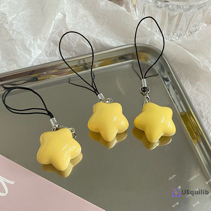 Uequilib โทรศัพท์ Lanyard Star สายคล้องโทรศัพท์แฟชั่น Star จี้โทรศัพท์เชือกแขวนพวงกุญแจสีลูกกวาดโซ่โทรศัพท์มือถือเครื่องประดับสาวใหม่