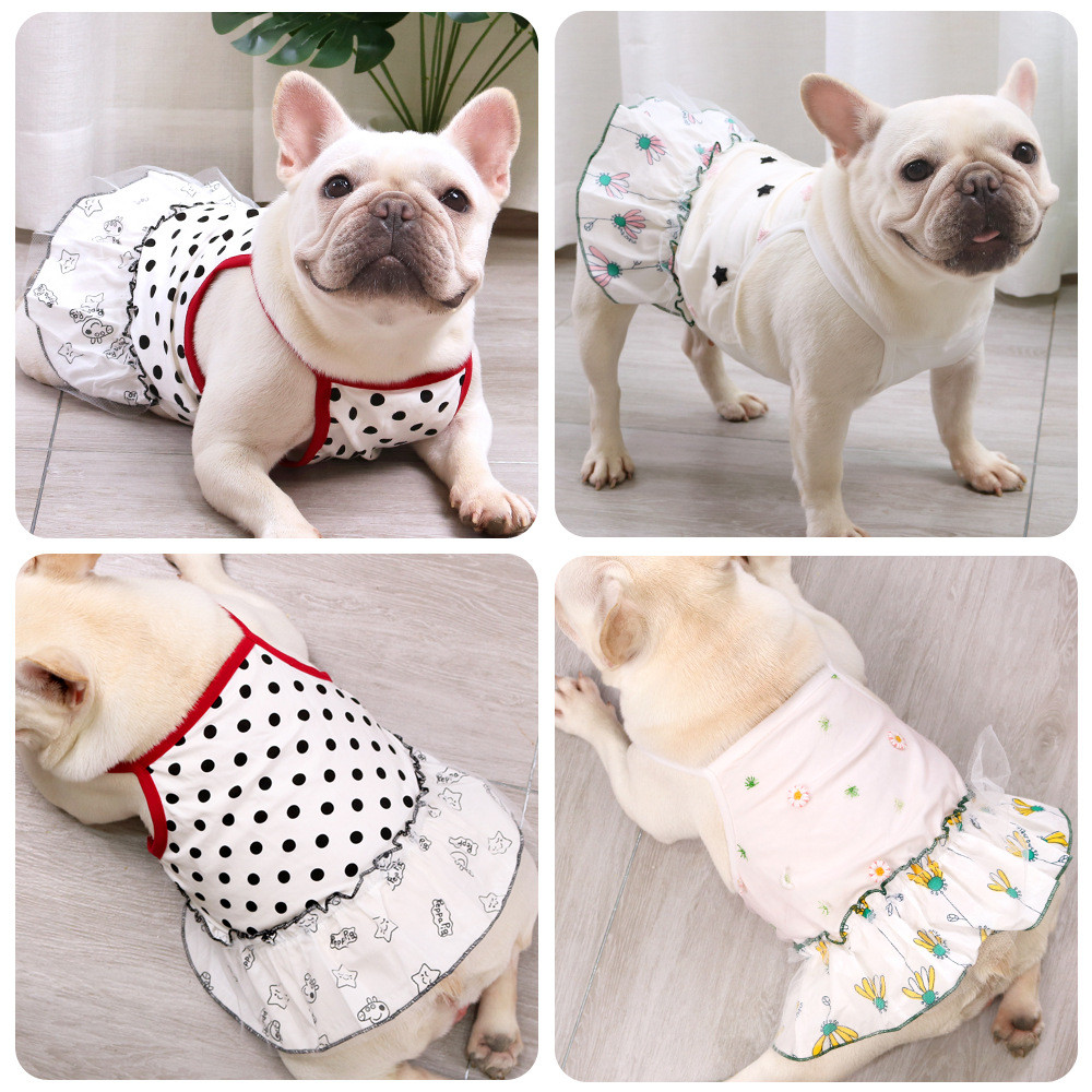 GOU-HOME เสื้อหมา ขเสื้อผ้าสัตว์เลี้ยงสําหรับ French Bulldog ฤดูร้อนวัสดุผ้าฝ้ายสไตล์บาง