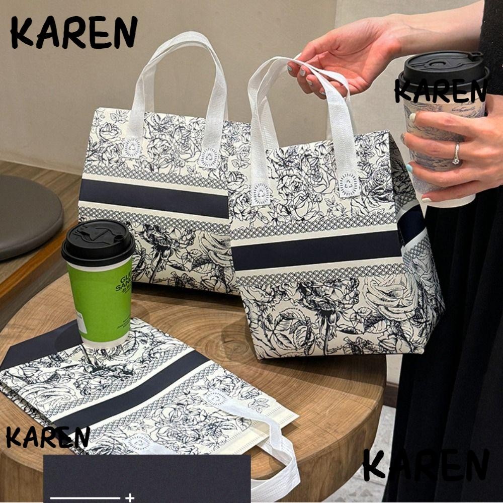 Karen 10PCS ถุงบรรจุชานม, ผ้าไม่ทออลูมิเนียมฟอยล์ Coffee Tote Bag, แบบพกพาพกพาพกพากระเป๋าเดินทางมือถ
