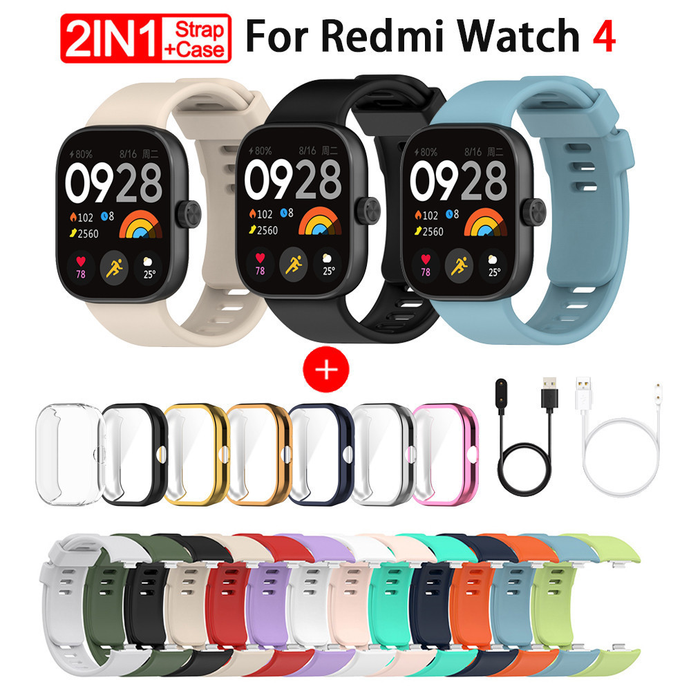 สําหรับ Xiaomi Redmi Watch 4 SmartWatch Watchband สร้อยข้อมือ Redmi Watch4 ป้องกันหน้าจอป้องกันกรณีฝาครอบสายรัดซิลิโคนกรณี