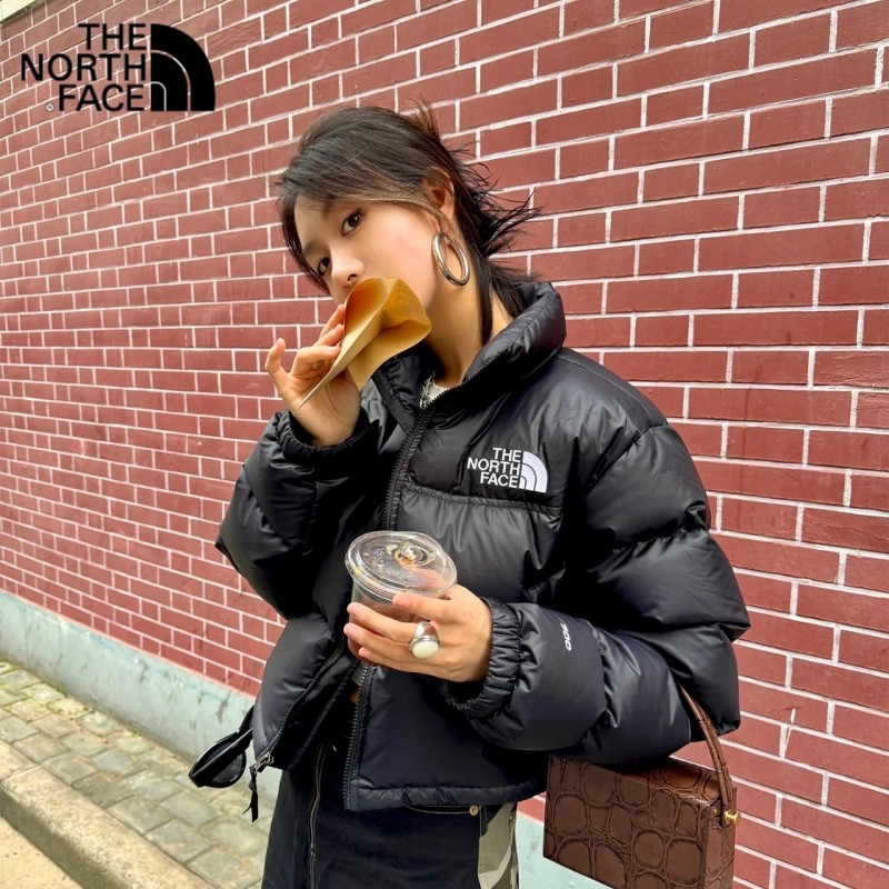 Ready Stockของแท้ 100% The North Face1996 Womens Kendall Same Black White Short Cotton Winter Jacket
