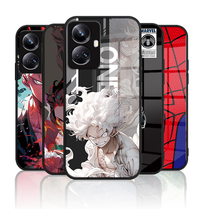 เคสกระจก OPPO Realme 10 pro plus 5g เคสกระจกนิรภัยฮาร์ดฝาหลังขอบซิลิคอนอ่อน