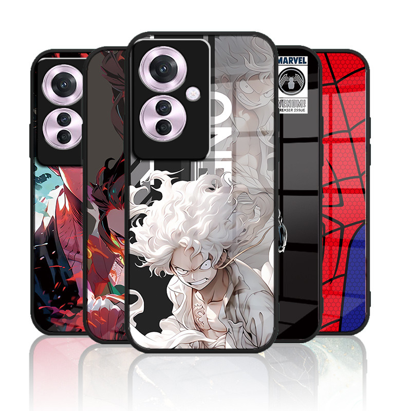 เคสกระจก OPPO Reno 11F 5G เคสกระจกนิรภัยฮาร์ดฝาหลังขอบซิลิคอนอ่อน