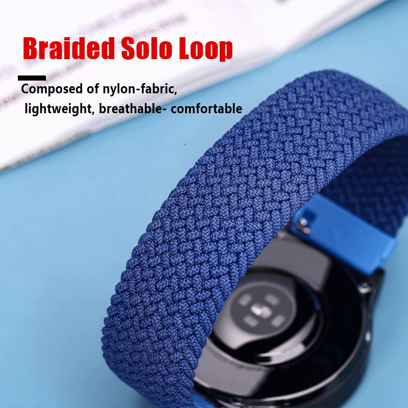20mm/22mm Braided Solo Loop Strap for Samsung Galaxy watch 4 5/44mm/40mm/active 2/Gear S3 bracelet H