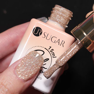 【Local】UR SUGAR 4PCS 15ml แชมเปญซิลเวอร์เจลสะท้อนแสงชุดยาทาเล็บ Glitter เคลือบเงากึ่งถาวร Soak Off UV เจลแต่งเล็บชุด