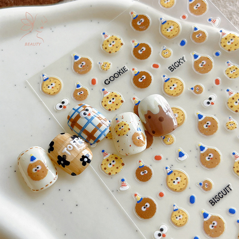 [maybeauty] สติกเกอร์เล็บ 5D น่ารักบิสกิตเล็บ Art Decals Decals สําหรับเล็บตกแต่งการ์ตูนเล็บฟอยล์ Transfer DIY ร้านทําเล็บ {TH}