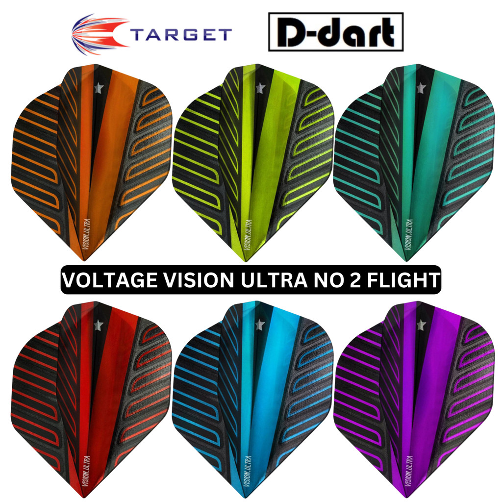 TARGET DARTS FLIGHT- 6 COLORS No2 (มาตรฐาน) VOLTAGE VISION ULTRA DART FLIGHTS 3PCS/PACK