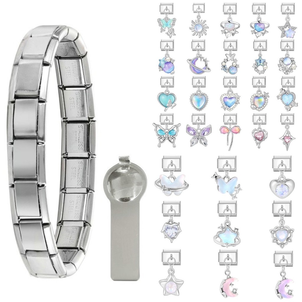 อิตาเลี่ยน Charm Links สําหรับสร้อยข้อมือแฟชั่นเคลือบจี้สร้อยข้อมือเพื่อนครอบครัว DIY โมดูลสร้อยข้อมือ Charm อิตาเลี่ยน Links Fit 9 มม.สร้อยข้อมือสแตนเลสเครื่องประดับ DIY ทํา