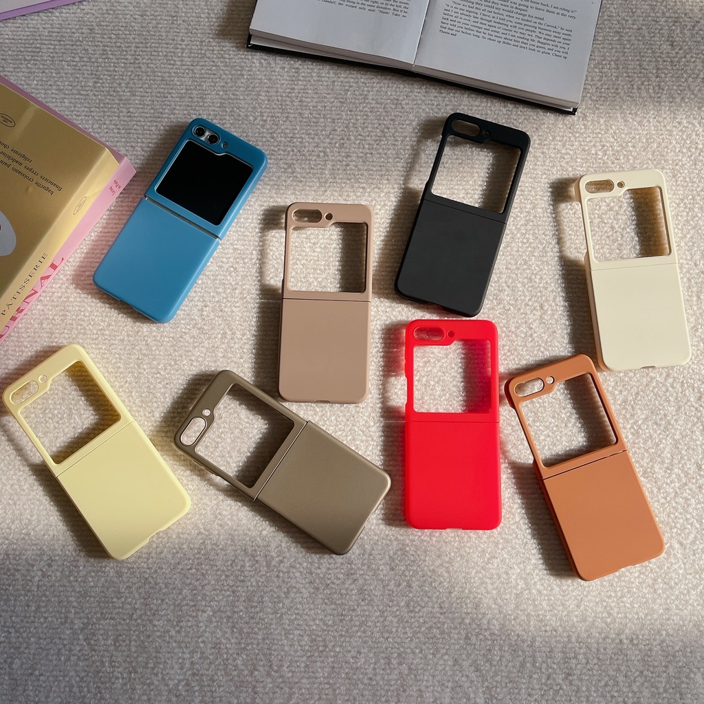 Samsung Galaxy Z Flip 6 Flip5 ผิวความรู้สึกกรณีแฟชั่นสีบริสุทธิ์กรณี Samsung Galaxy Z Flip 3 Flip4 โทรศัพท์ความคิดสร้างสรรค์กรณีปก