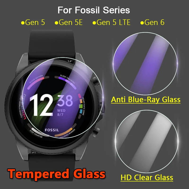 2 ชิ้นสําหรับ Fossil Gen 6 5 5E LTE 42 มม.44 มม.SmartWatch 2.5D Ultra Slim Clear / Anti สีม่วง 9H กร