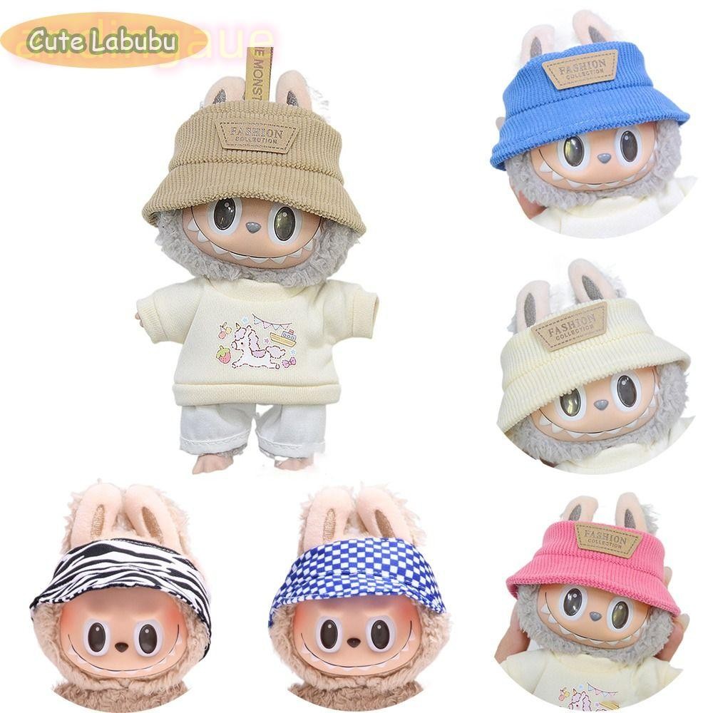 Andin หมวกชาวประมง ของขวัญคอส|Labubu Doll Hat, Labubu Time To Chill Filled Cotton Doll Accessories Doll Handmade Hat for 17cm Labubu Doll