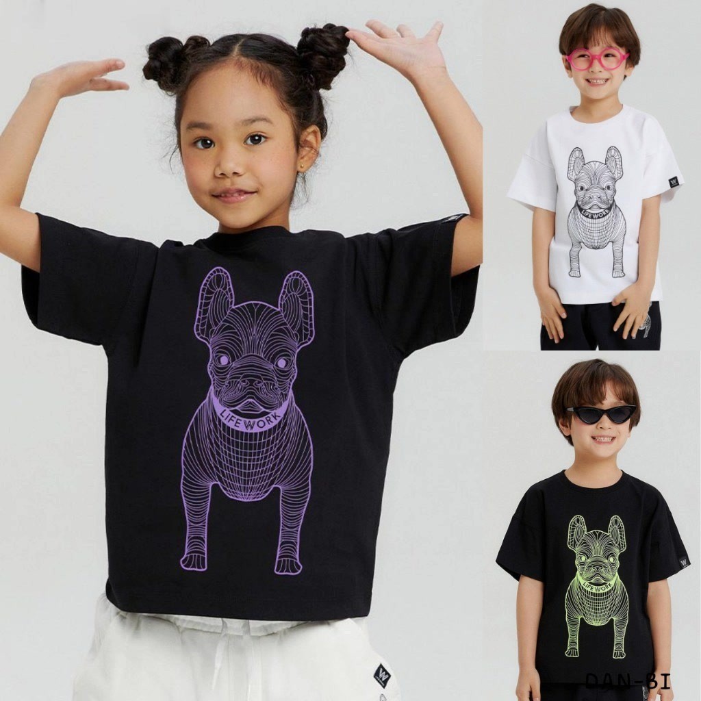 (จัดส่งตลอด 24 ชั่วโมง)KIDS PRINCESS 90-150cm เสื้อแขนสั้น ลายสุนัข ขนาดใหญ่ สําหรับเด็ก / ของแท้ 100% / สินค้าเกาหลี