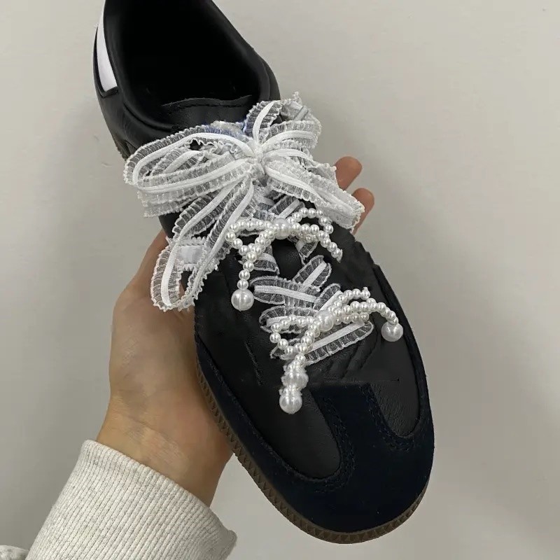 Elegant Ballet Style Lace Hollow Shoestring-ประณีต DIY Wave Floral ShoeLace-Y2k Sweet Mushroom Edge อุปกรณ์เสริมรองเท้า