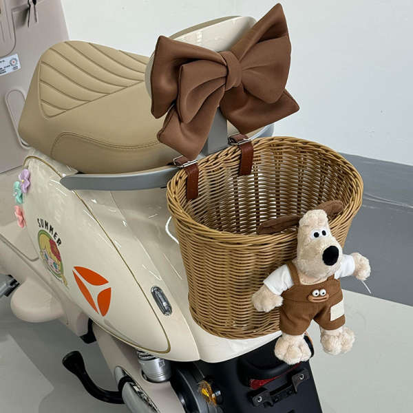 ตะกร้าหลังรถไฟฟ้าทําด้วยมือหวายตะกร้าเก็บ Yadea รถจักรยานยนต์ไฟฟ้าเปลี่ยนตะกร้าแขวนเพื่อใส่สิ่งประดิ