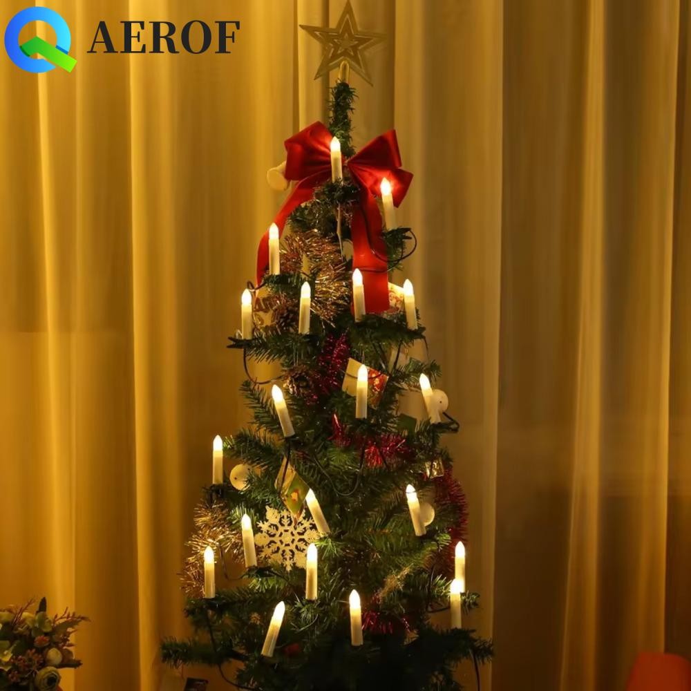 Aerof 20PCS ไฟตกแต่งต้นคริสต์มาส, USB ขับเคลื่อนกรวยรูป LED เทียน String, อุปกรณ์ปาร์ตี้ Flameless นํากลับมาใช้ใหม่แสงอุ่นเทียนอิเล็กทรอนิกส์ห้างสรรพสินค้า