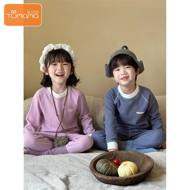 TU mama ชุดนอนเด็ก ดาลอน สะดวกสบายและอบอุ่น ฤดูใบไม้ร่วงและฤดูหนาว เหมาะกับเด็กชายและเด็กหญิง