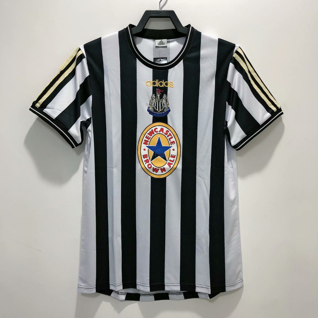 97-99 Newcastle home เสื้อยืดแขนสั้นกีฬาฟุตบอลย้อนยุค