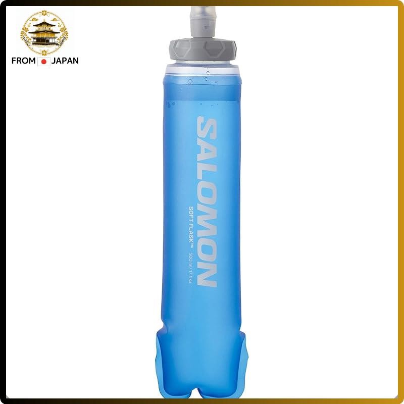 [Salomon] Hydration Bottle Folding Portable Water Bottle 2022 Model SOFT FLASK 500ml/17oz 42 (Soft Flask 500/17 42) LC1916000 Free CLEAR BLUE (2022 Model)