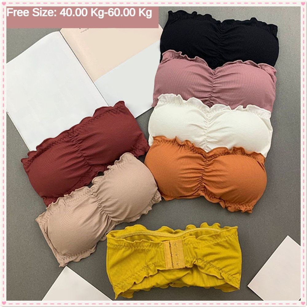 เสื้อชั้นในแบบเกาะอก ขอบลูกไม้สวยงาม ชุดชั้นในสตรี ยกทรงแบบดันทรง ดีไซน์เกาะอกแบบยืดหยุ่น เสื้อผ้าและชุดชั้นในผู้หญิง เสื้อชั้นในนักเรียน ตะขอเกี่ยว 3 แถว เสื้อชั้นในแบบ JOYFEEL