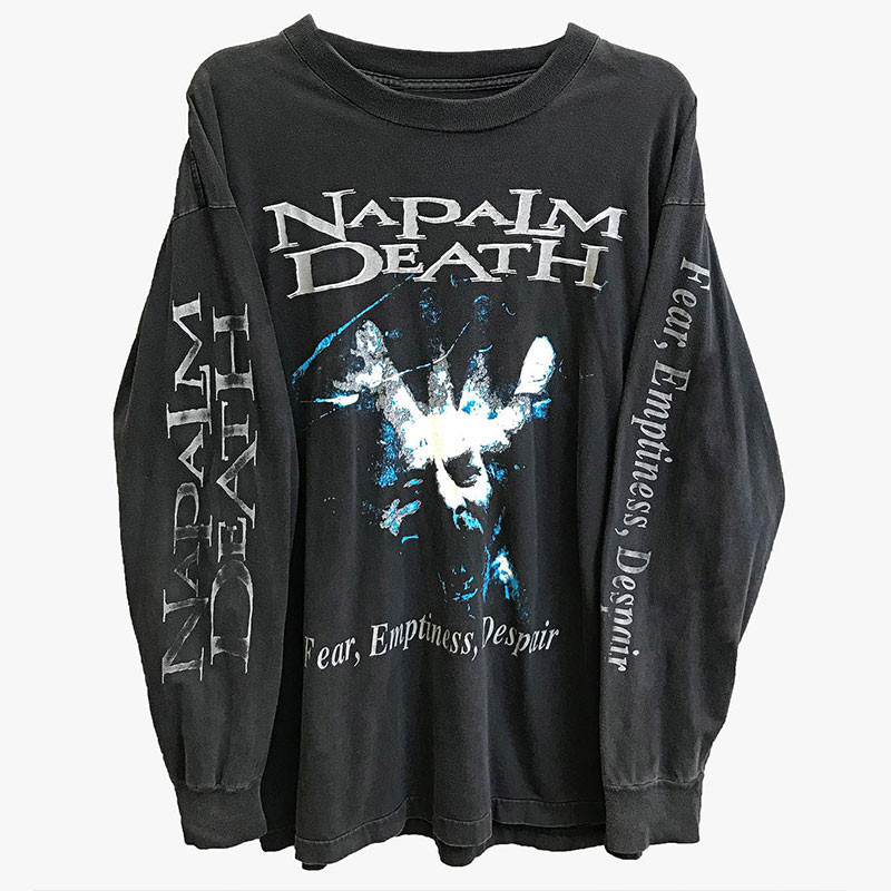 ((ผ้าฝ้ายแท้พร้อมสต็อก) Milling Band Napalm Death Fear Emptyness Despair เสื้อยืดแขนยาวอเมริกัน