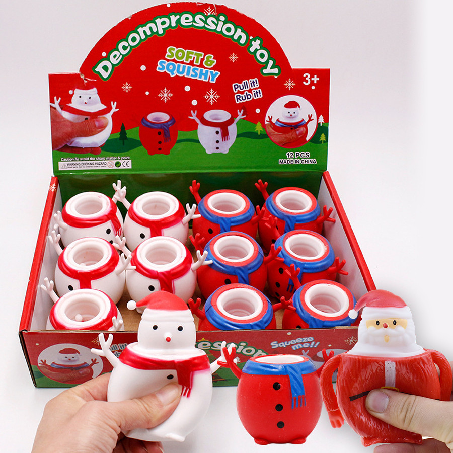 Christmas Party Favors ของขวัญของเล่น Santa Claus /Snowman ความเครียด Ball, น่ารัก Decompression Snowman บรรเทาความเครียด Fidget ของเล่น, บีบ Sensory ของเล่นสําหรับ Christmas Party Office Decoratio