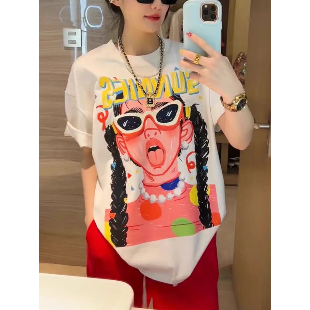 Basi💥 เสื้อยืด oversize unisex สกรีนหน้าหลัง ลาย "SUNNIES"  สาวฮิปฮอป ผ้าคอตตอน100% ใส่สบาย แนวสตรีท ฮิปฮอป