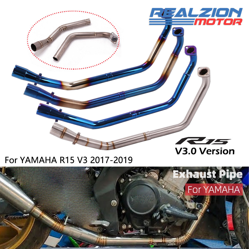 R15 V3 ท่อไอเสียสแตนเลสท่อไอเสียรถจักรยานยนต์ Silp บนท่อท่อด้านหน้าชุดสําหรับ Yamaha R15-V3 2017-201