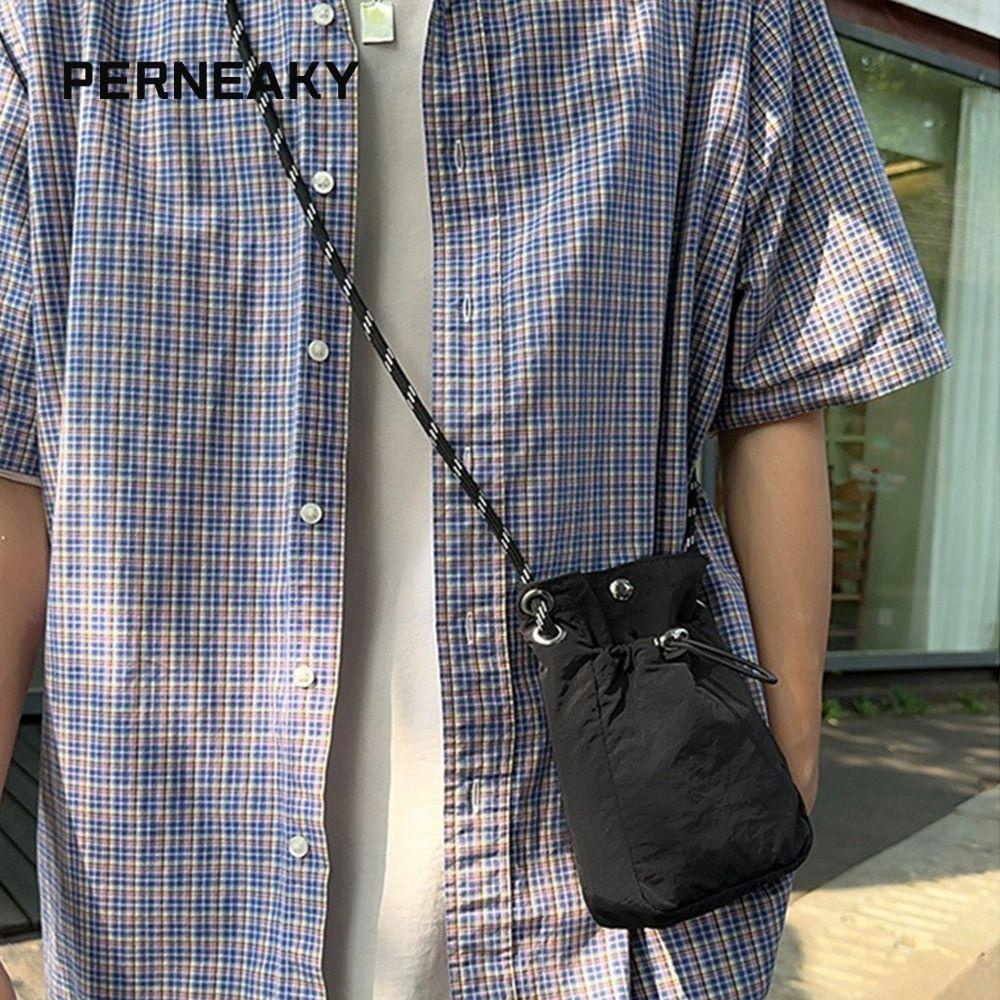 Perneaky กระเป๋าสะพายครอสบอดี้,ผ้าใบน้ําหนักเบากระเป๋าMessenger,แฟชั่นสไตล์มินิมอลสีทึบกระเป๋าใส่เหรียญขนาดเล็กสําหรับผู้หญิงผู้ชาย