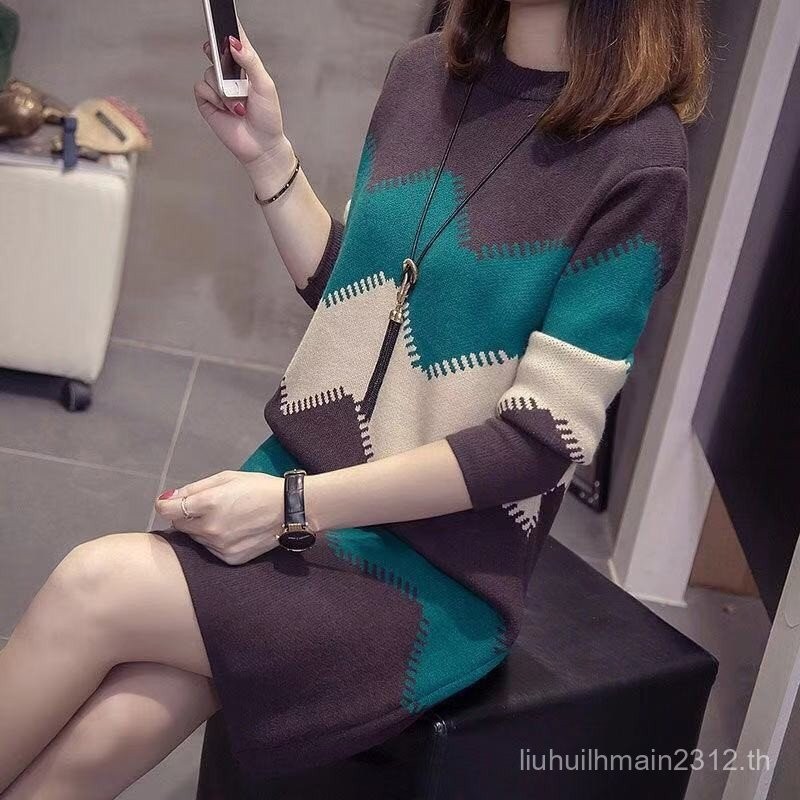 สต็อก Lifa รับประกันคุณภาพเสื้อสเวตเตอร์สวมหัวความยาวปานกลางสำหรับผู้หญิงฤดูใบไม้ร่วงและฤดูหนาว2022เกาหลีแมทช์ลุคง่ายเสื้อผ้าผู้หญิงหลวมขนาดใหญ่หนาถักเสื้อ bottoming ผู้หญิง