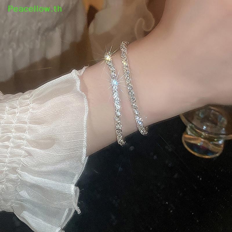 Peacellow แฟชั่น Charm Zircon สร้อยข้อมือเทนนิสสร้อยข้อมือโซ่ยืดหยุ่นคริสตัลปรับสร้อยข้อมือผู้หญิงเครื่องประดับ TH