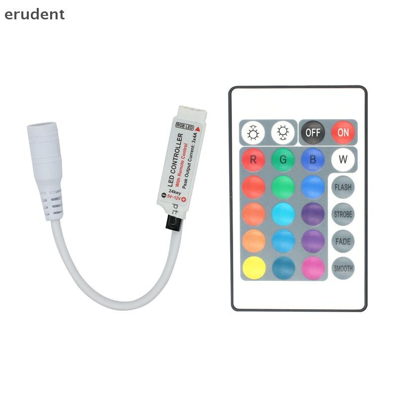 Erudent Led Strip Controller อินฟราเรด 24 คีย์รีโมทคอนโทรล Rgb Light พร้อม Dimmer ไฟ Led Control Dimmer ใหม่