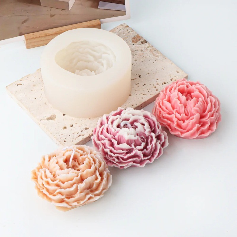 Peony ดอกไม้แม่พิมพ์ซิลิโคนสําหรับเรซิ่นเทียนแม่พิมพ์ 3D เทียนสบู่เค้ก Fondant เค้กอีพ็อกซี่หล่อ Mould สําหรับหัตถกรรมของขวัญทําด้วยมือ