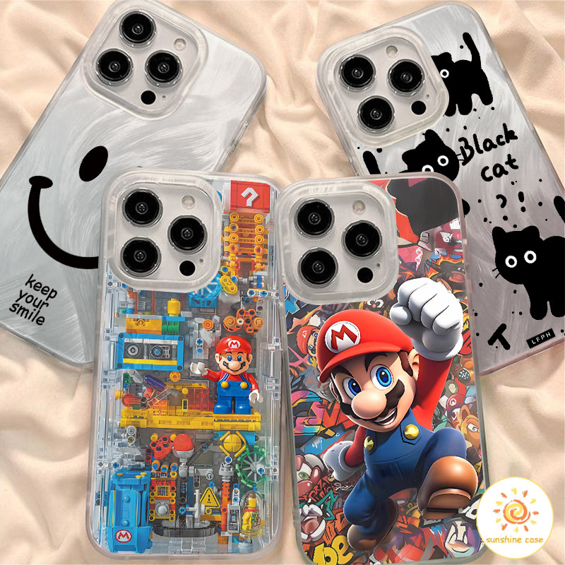 เคสโทรศัพท์มือถือสีเงินเรืองแสงสุดเก๋แ ไอโฟน11 For iPhone12 13 14 15Pro MAX X XS XR XS 7 8Plus SE2020เคสโทรศัพท์แอปเปิ้ล