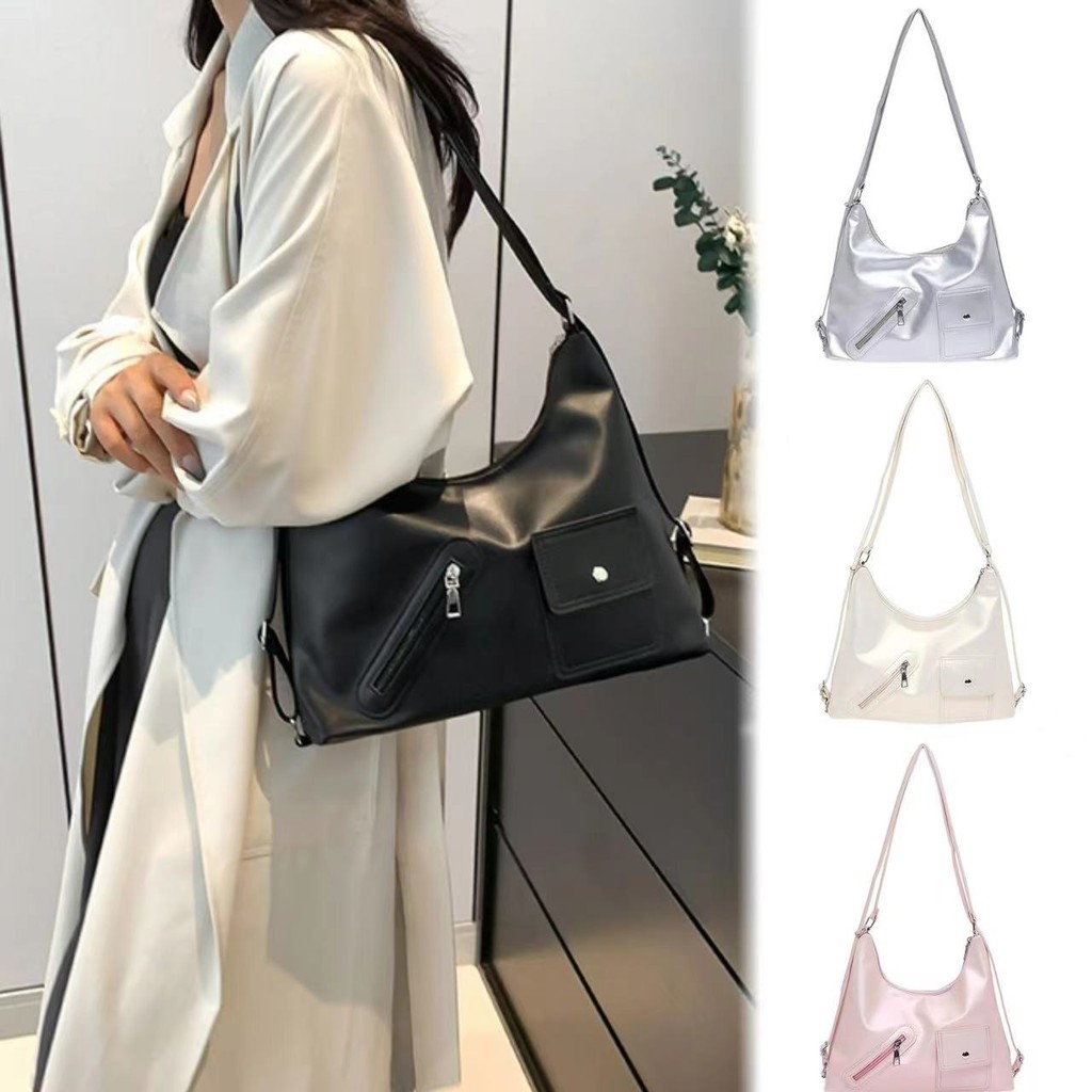 shiny girl:  กระเป๋าใบใหญ่สะพายข้างมีซิปด้วยมาใหม่ โบว์น่ารัก สามารถปรับเป็นกระเป๋าเป้ได้ SP3126